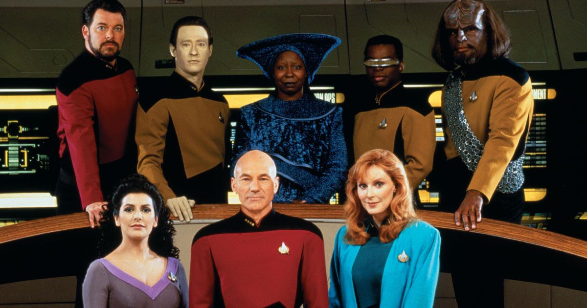 The crew and Captain Picard in Star Trek: The Next Generation.