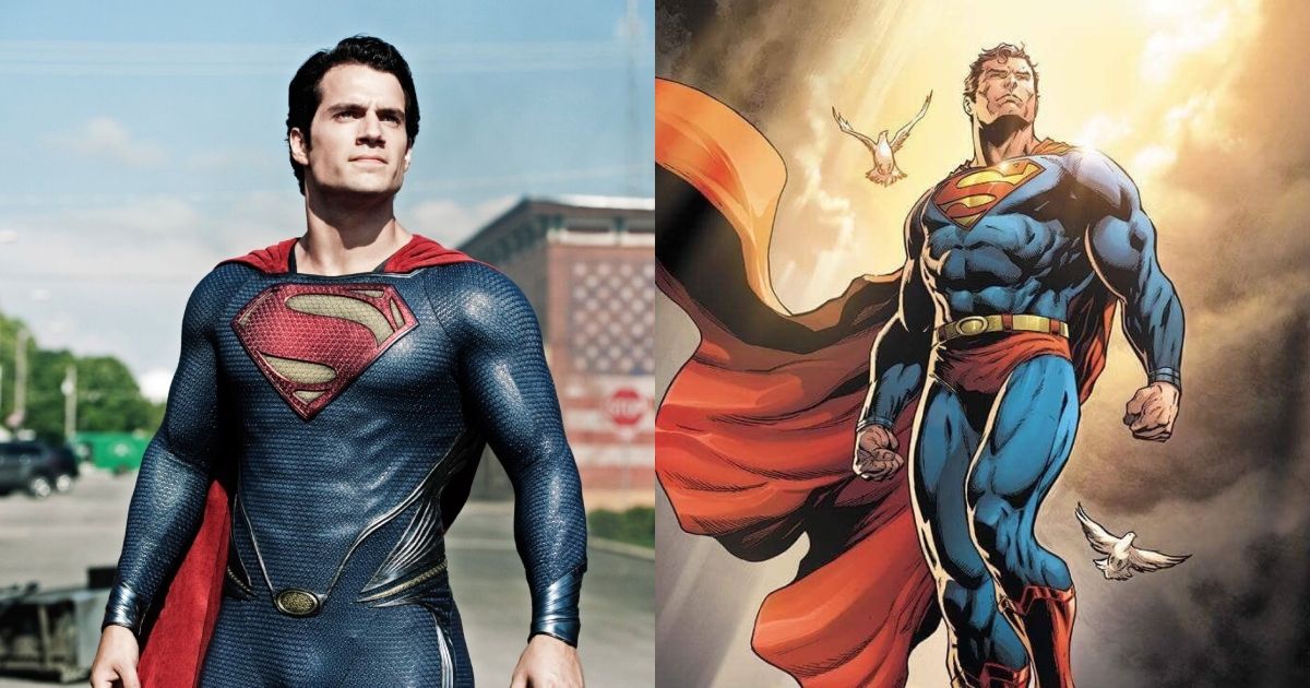 Cavill vs. the comic book version of Superman