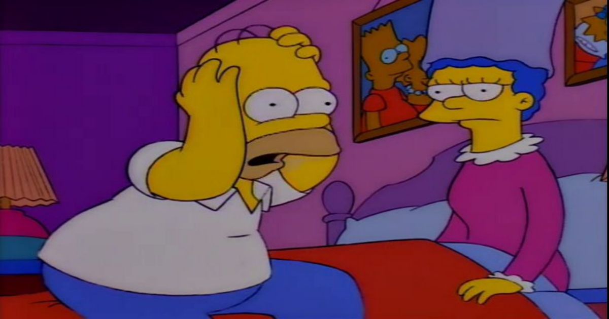 Um Homer Simpson bêbado confiando em Marge nada divertida 
