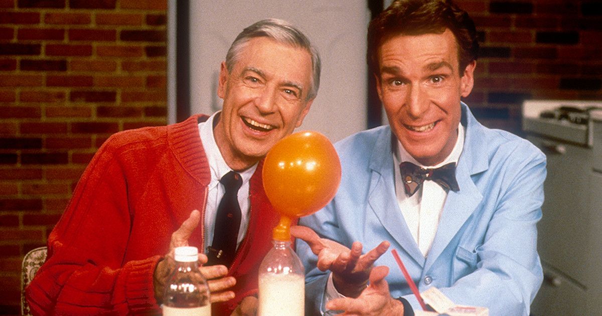 Fred Rogers and Bill Nye in Mister Rogers' Neighborhood
