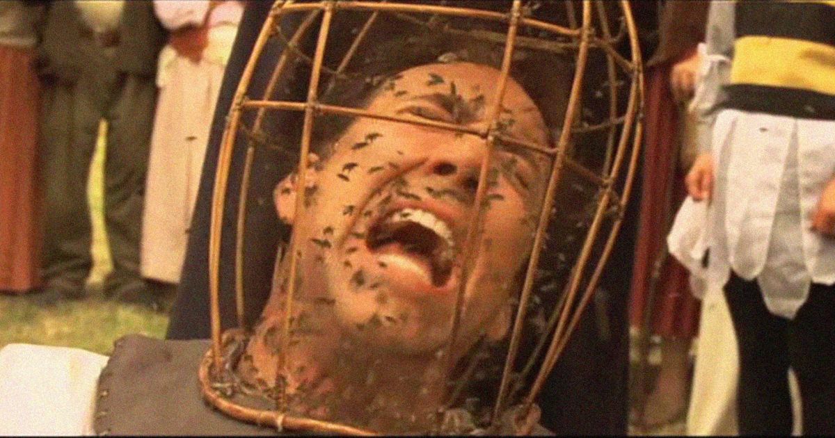 Nicolas Cage with Basket of bees in The Wicker Man