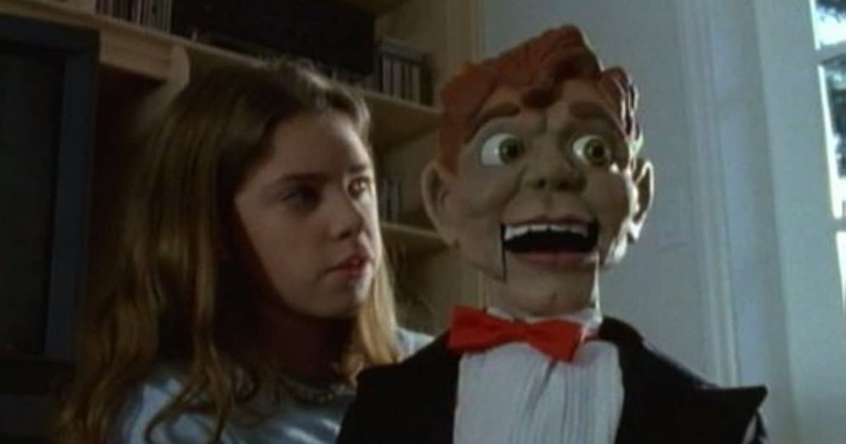 Maggie Castle as Amy Kramer with Slappy the dummy in Goosebumps (1995-1998).