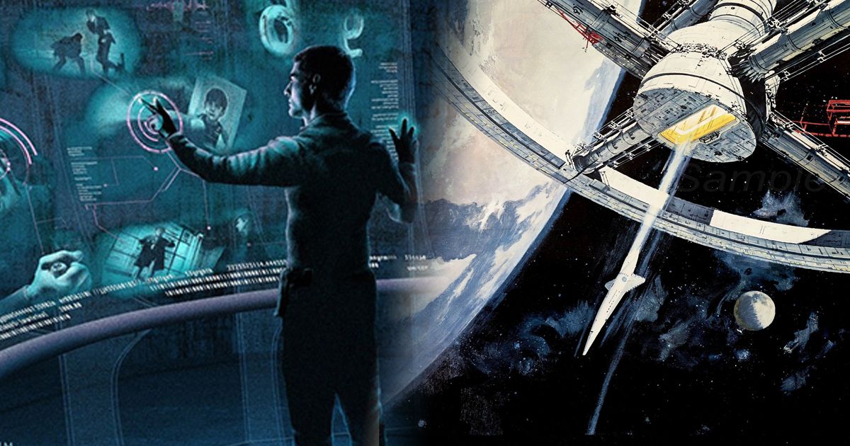 Split image of posters for Minority Report and 2001 A Space Odyssey