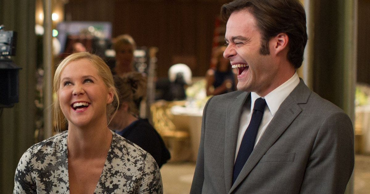 Amy Schumer and Bill Hader Share a Laugh in First Trainwreck Photo 