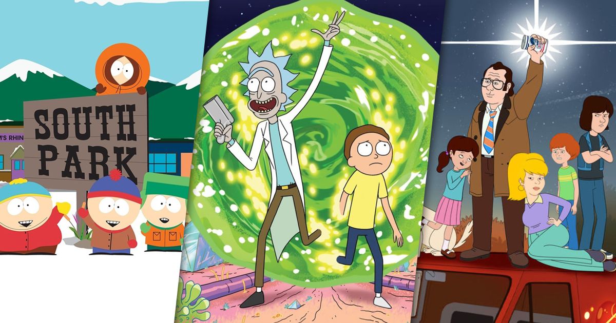Split image of South Park, Rick & Morty and F is for Family