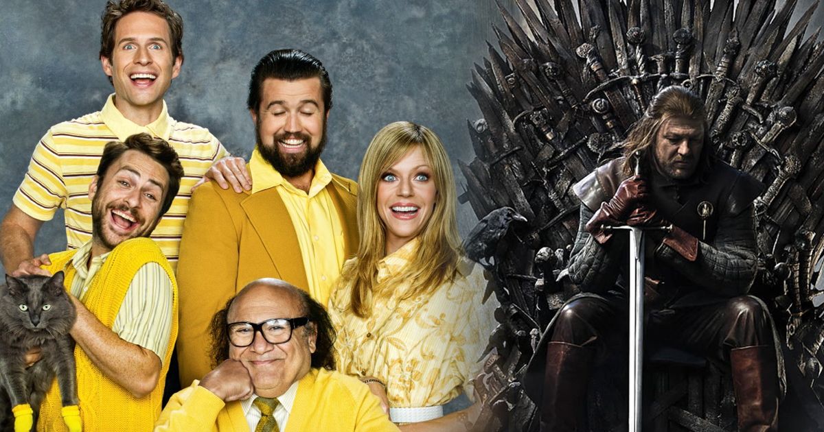 Split image of posters for Game of Thrones and Always Sunny in Philadelphia