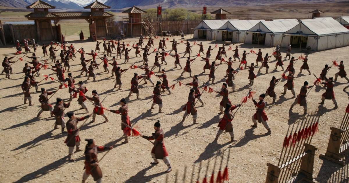 Training scene in Mulan (2020)