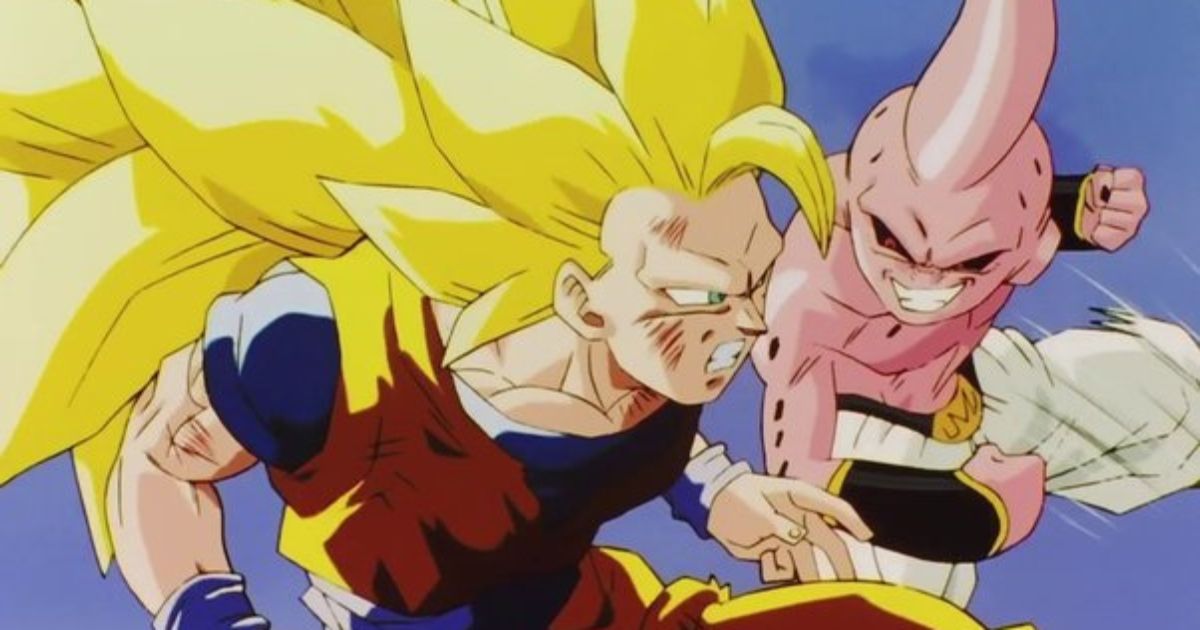 Goku fighting Majin Buu in Dragon Ball Z