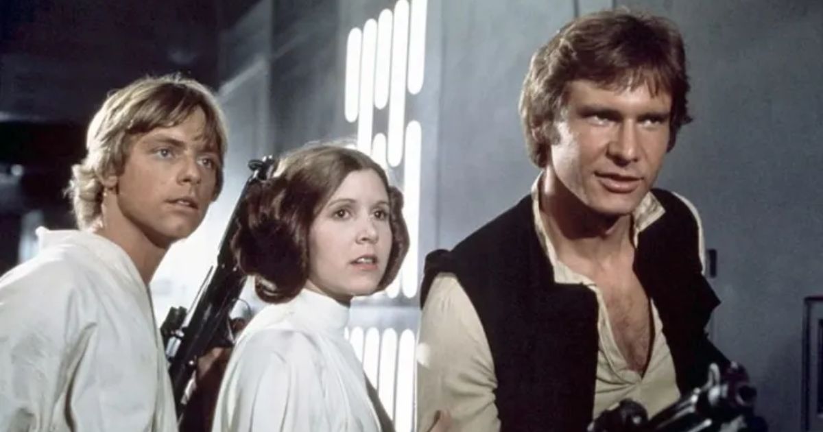 Hamill, Fisher e Ford em Guerra nas Estrelas