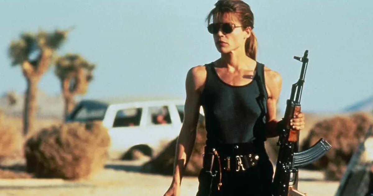 Linda Hamilton em Terminator 2: Dia do Julgamento