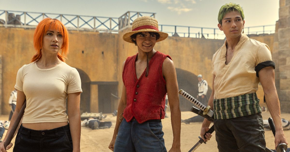 Monkey D Luffy, Nomi e Zoro em One Piece na Netflix