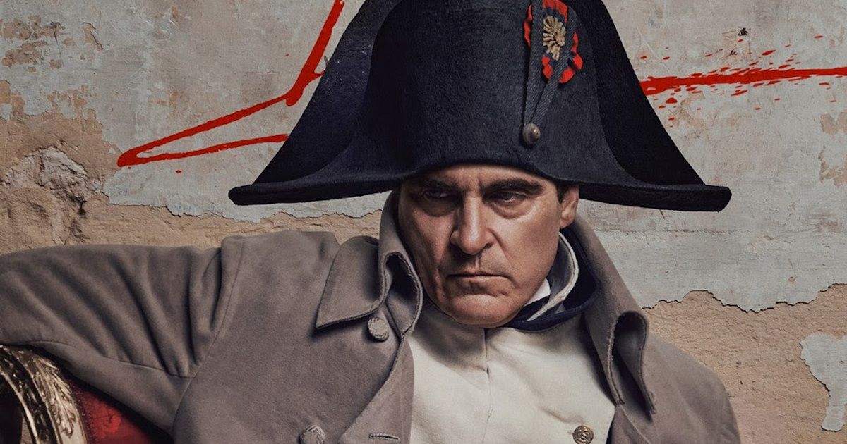 Joaquin Phoenix as Napoleon dressed for a promotional still in the film.