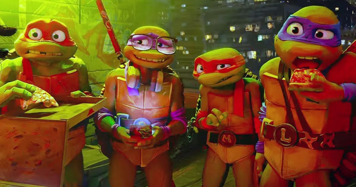 Ralph, Donnie, Mikey et Leo sont gênés lorsqu'ils rencontrent April.