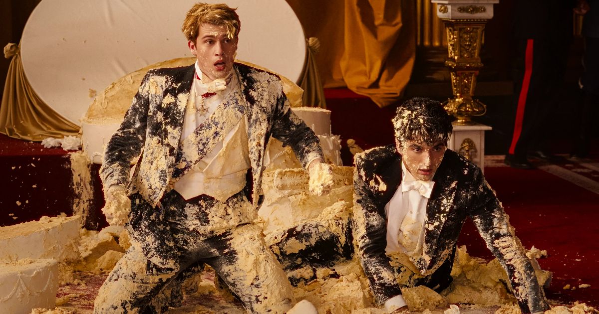 Henry and Alex are covered in wedding cake in Red, White & Royal Blue
