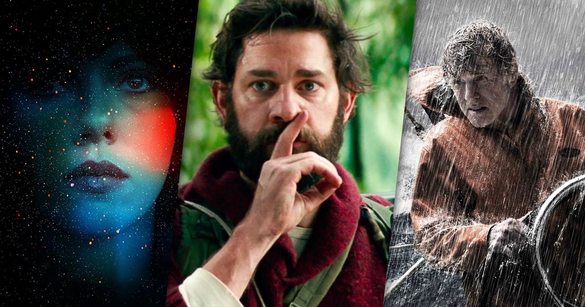 Split image of Under the Skin, A Quiet Place, and All is Lost