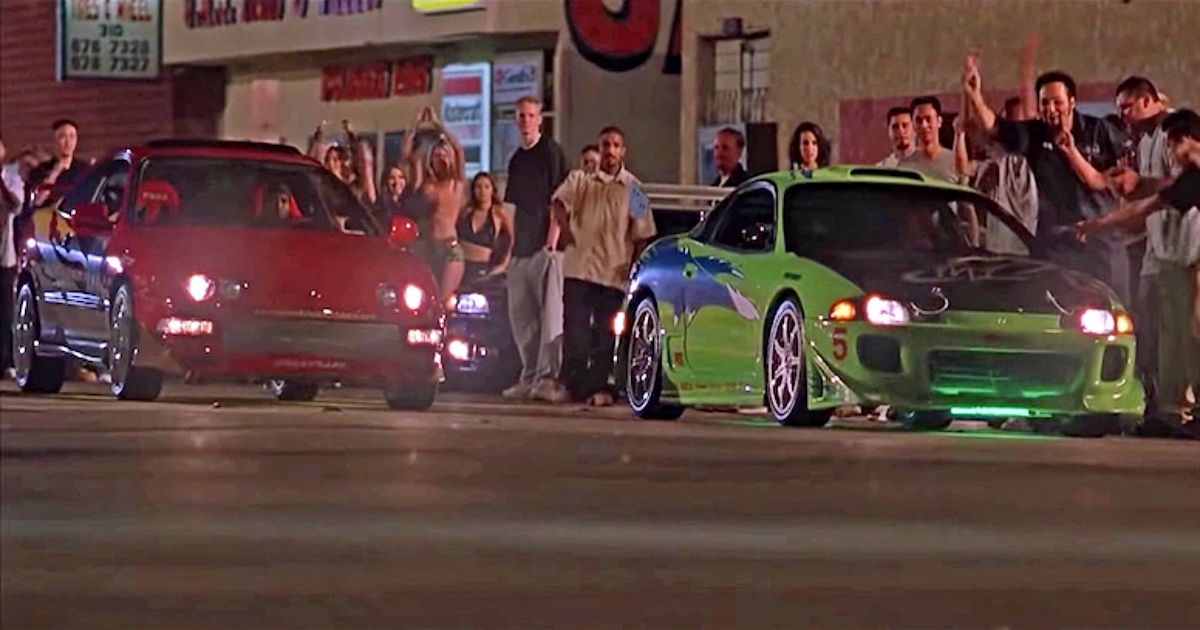 Street race scene in The Fast and the Furious
