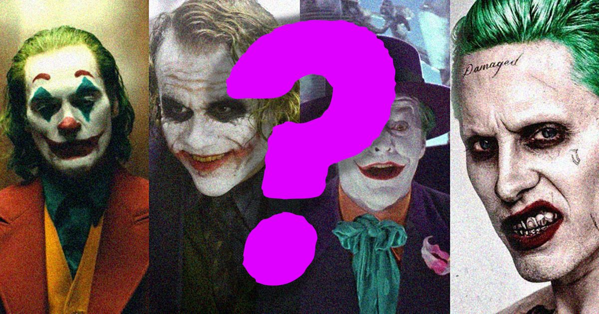 Different Jokers with Heath Ledger, Jared Leto, Jack Nicholson, and Joaquin Phoenix