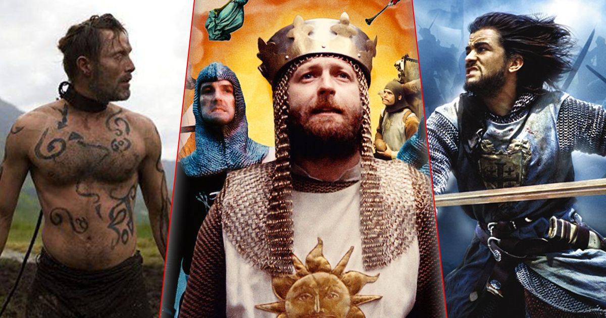 Split iamge of Valhalla Rising, Monty Python and the Holy Grail, and Kingdom of Heaven