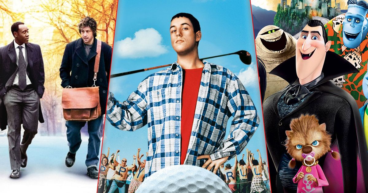 Split image of Reign Over Me, Happy Gilmore, and Hotel Transylvania