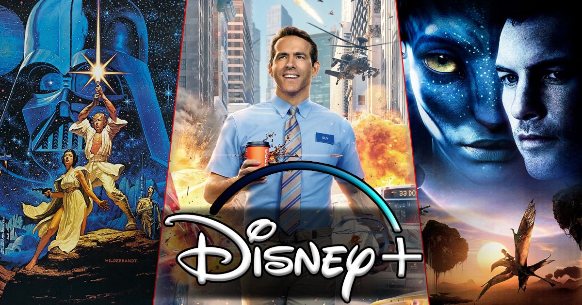 Split image of Star Wars, Free Guy and Avatar on Disney+