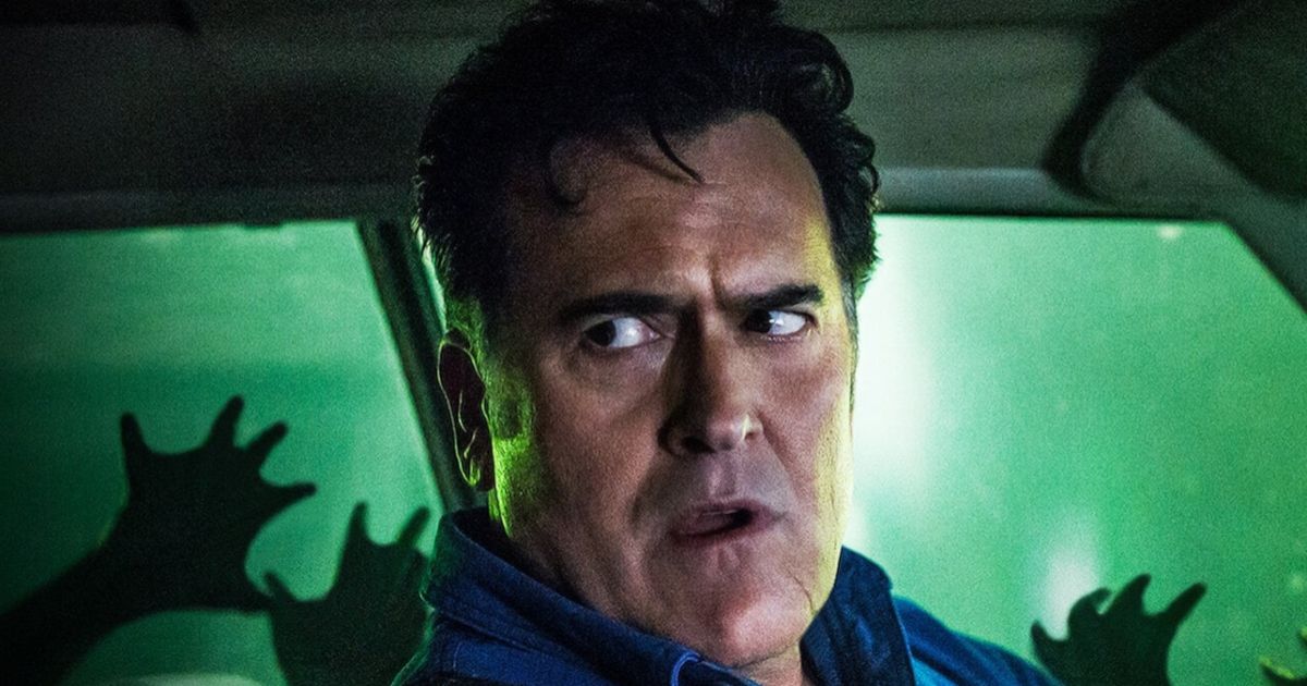 Bruce Campbell looking shocked in Ash vs Evil Dead