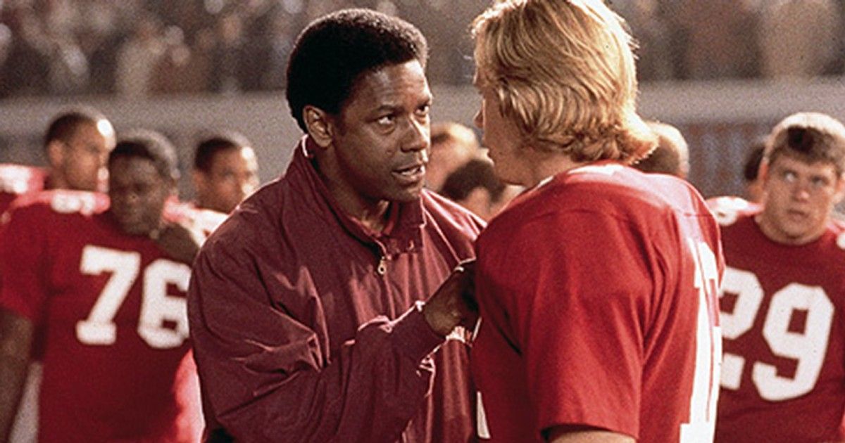 Denzel Washington coaches player in Remember the Titans