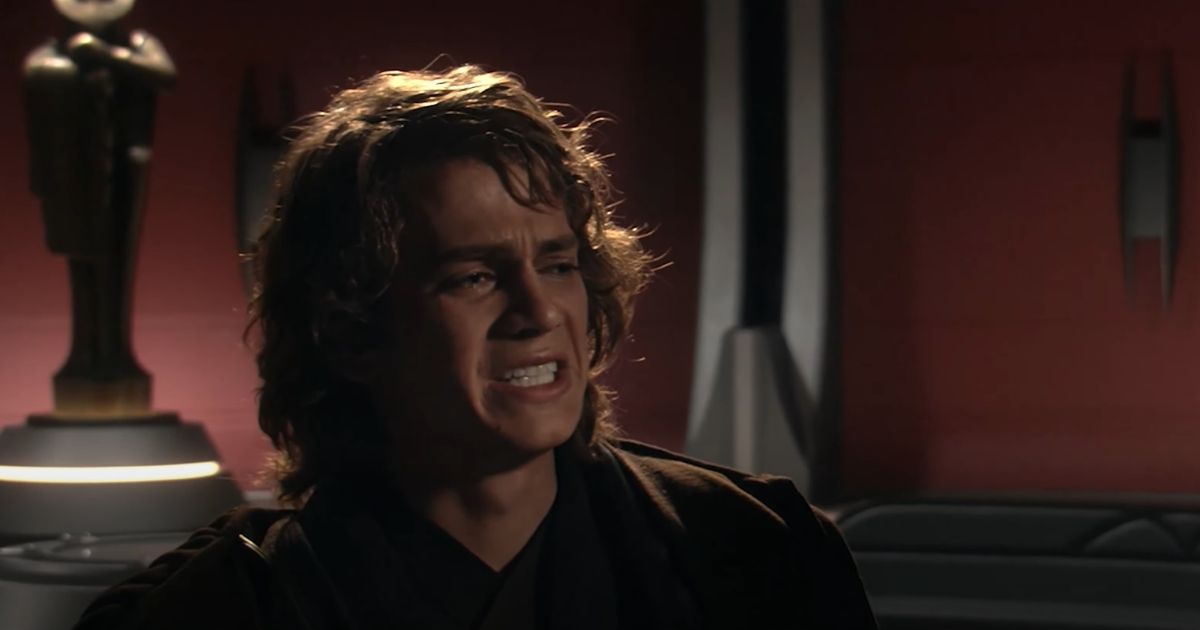 Hayden Christensen como Anakin Skywalker fica horrorizado em Star Wars: Episódio III - A Vingança dos Sith