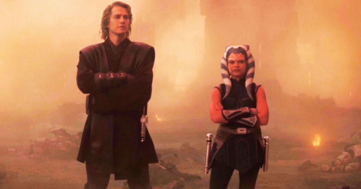 Hayden Christensen and Ariana Greenblatt as Anakin Skywalker and Ahsoka Tano in Ahsoka