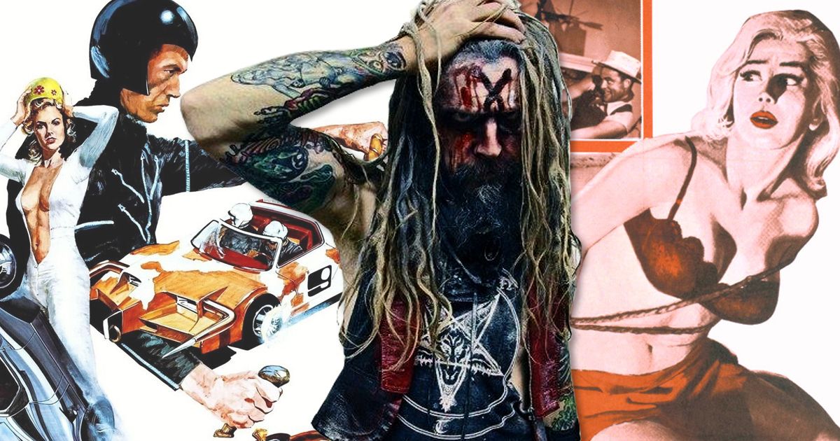Rob Zombie with classic movie posters in the background