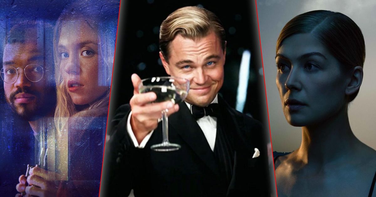 Split image of The Voyeurs, The Great Gatsby, and Gone Girl