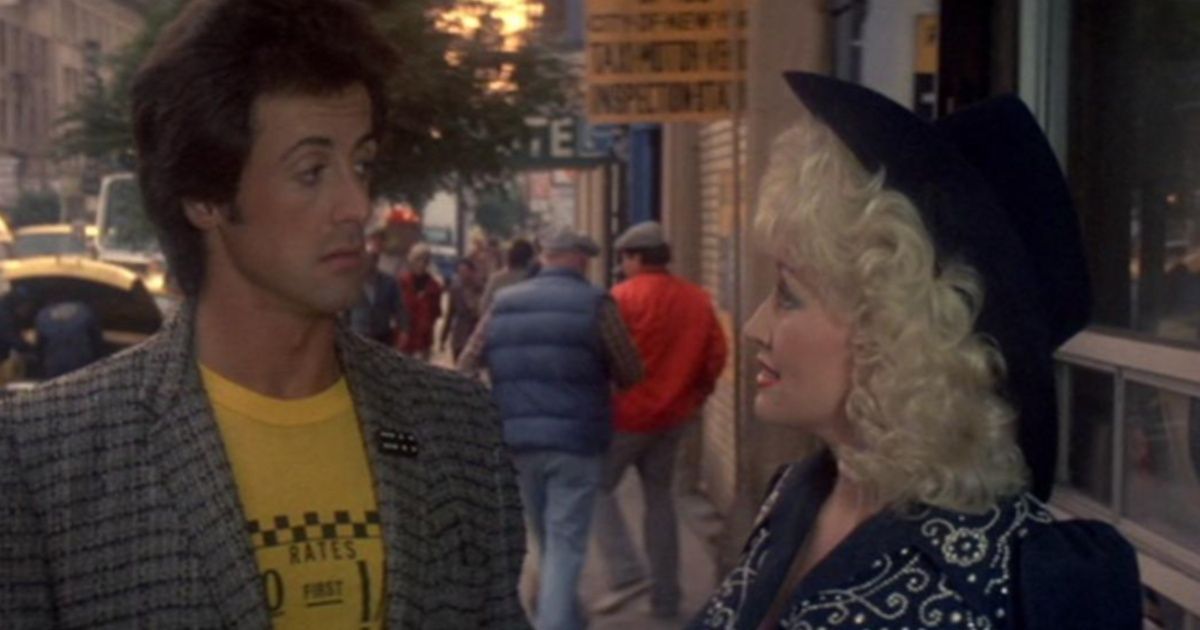 Sylvester Stallone and Dolly Parton in the musical, Rhinestone (1984)