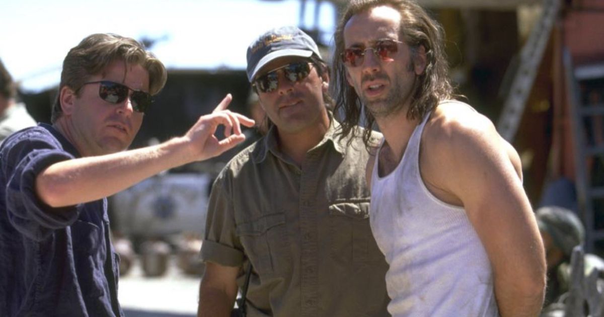 Simon West with Nicolas Cage on set of Con Air