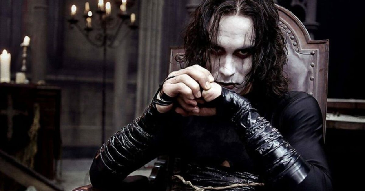 Brandon Lee sits in The Crow from 1994