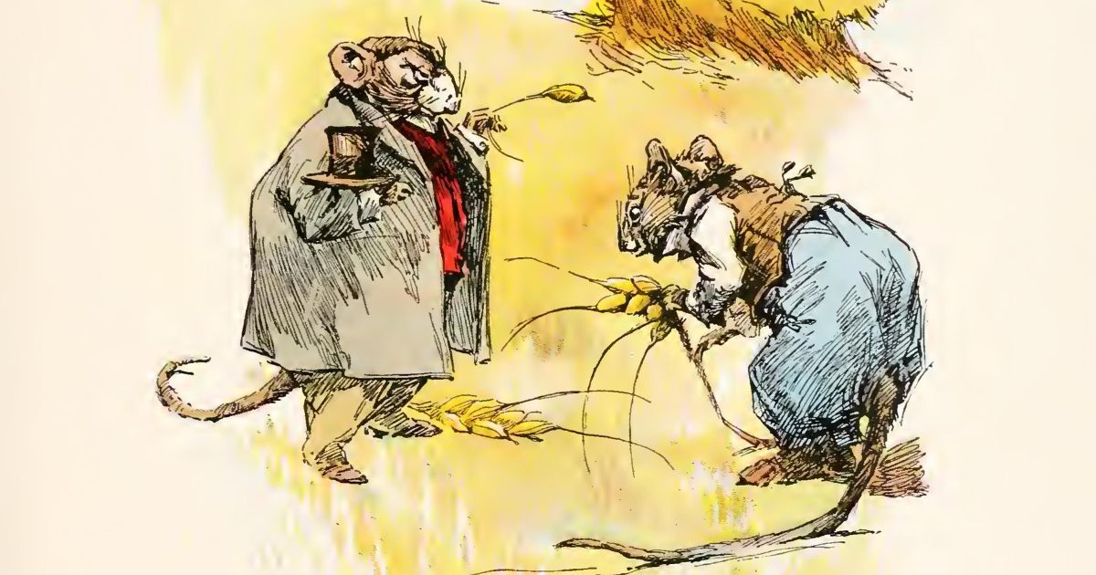 Aesop's fables' Country Mouse and Town Mouse illustrated by J.M. Condé