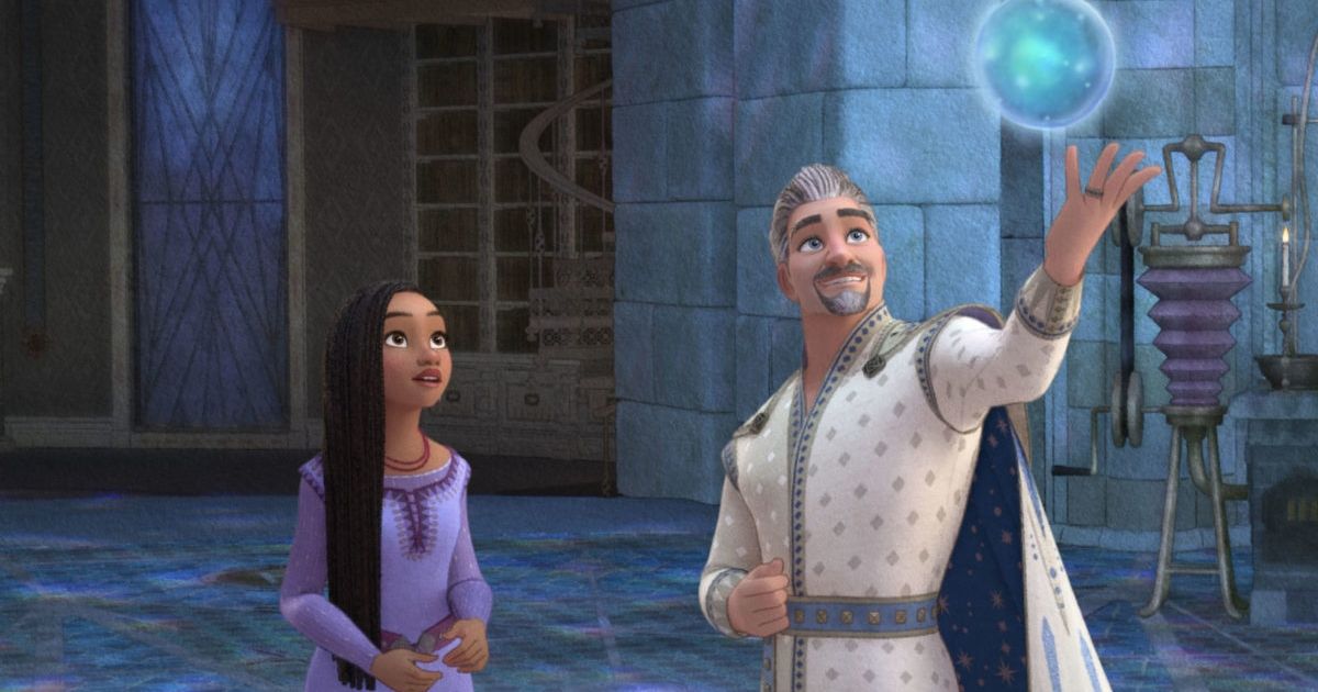 Ariana DeBose as Asha and Chris Pine as King Magnifico in Disney's Wish 