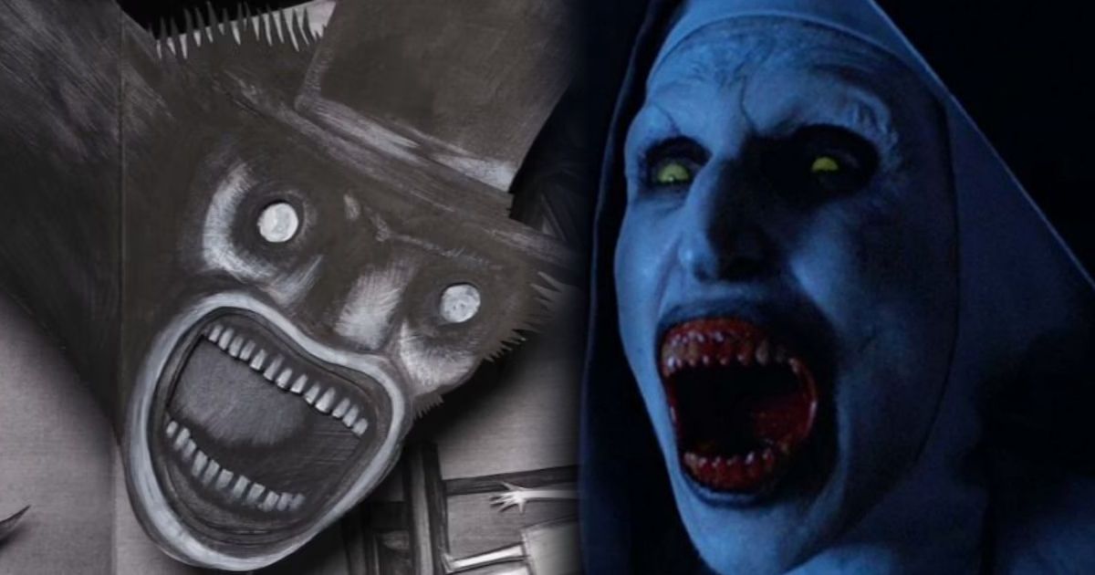 Split image of The Babadook and Valak from The Nun