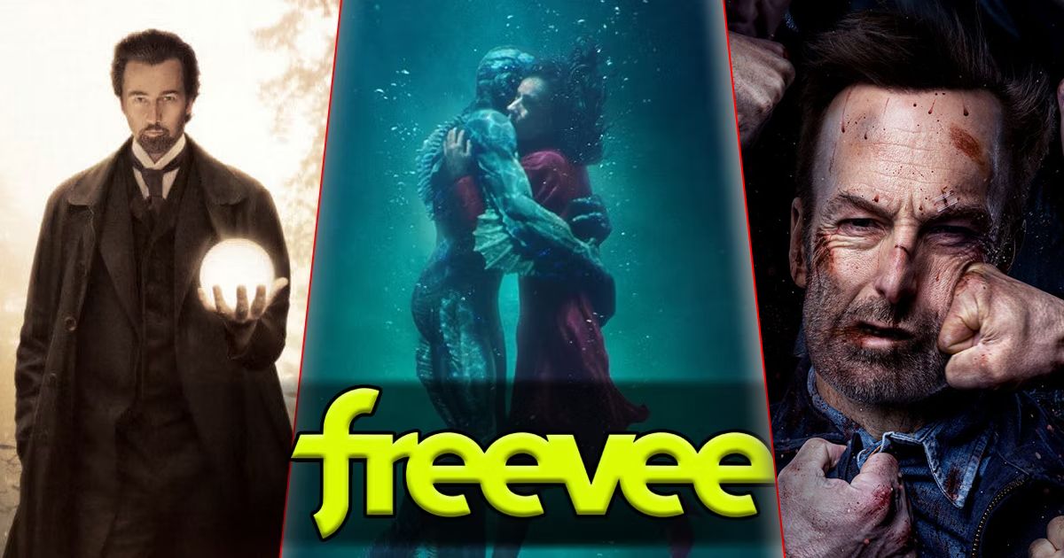 Split image of The Illusionist, The Shape of Water, and Nobody on Freevee