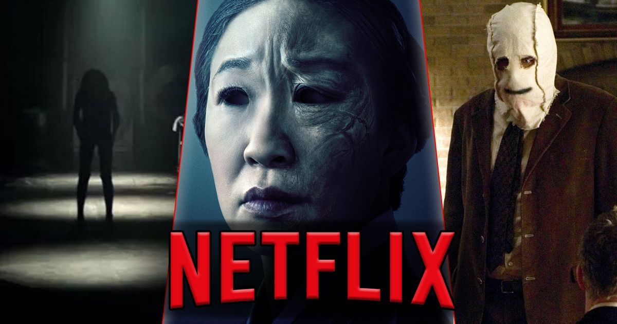 Split image of Lights Out, Umma, and The Strangers on Netflix
