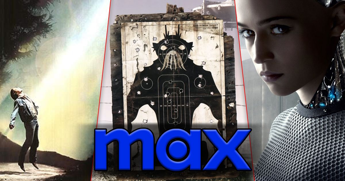 Split image of Fire in the Sky, District 9, and Ex Machina on Max