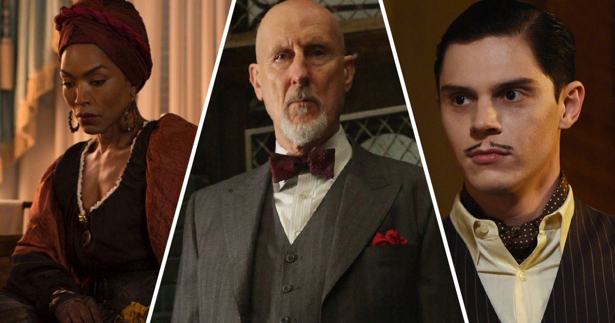 Angela Bassett, James Cromwell, and Evan Peters in American Horror Story