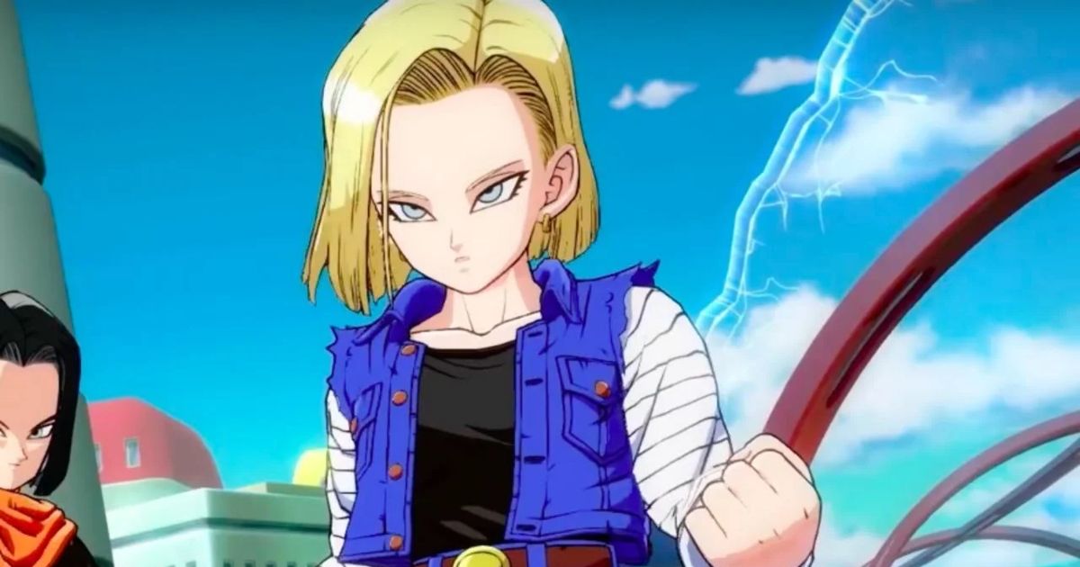 Android 18 balls a fist in Dragon Ball