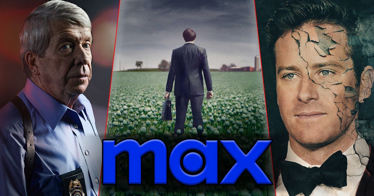 Split image of Homicide Hunter, The Crime of the Century, and House of Hammer on Max