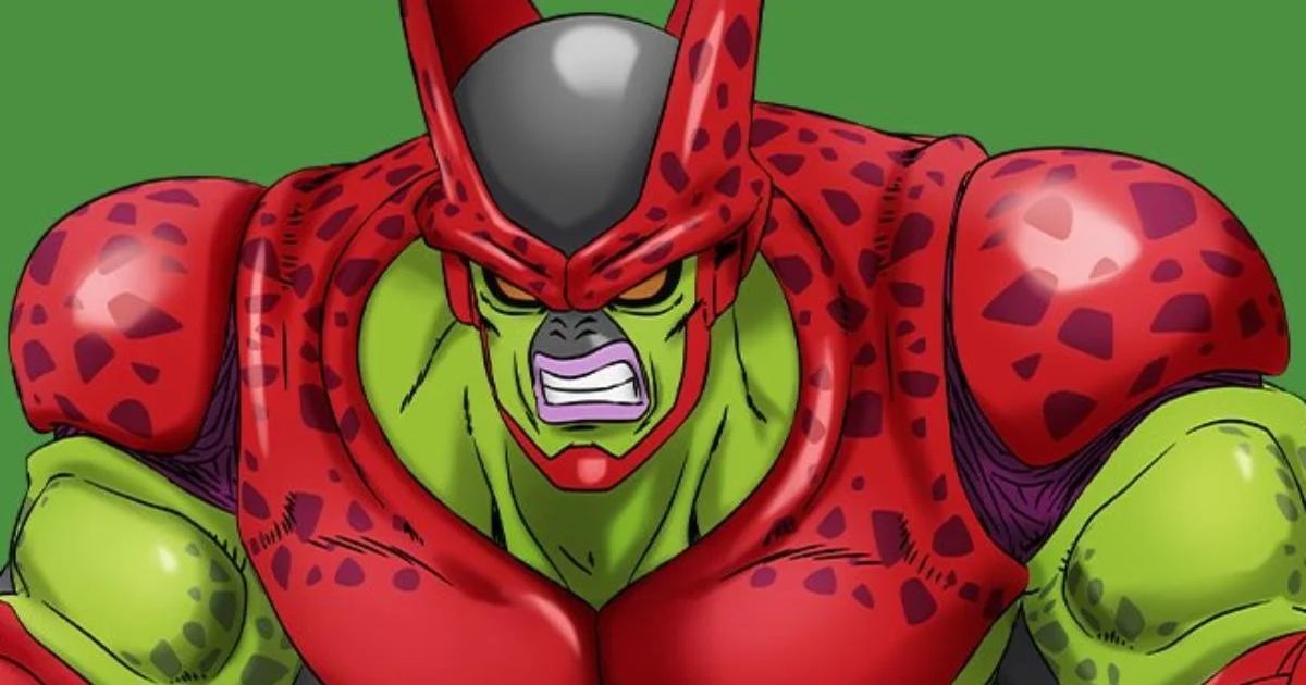 Cell grins in Dragon Ball