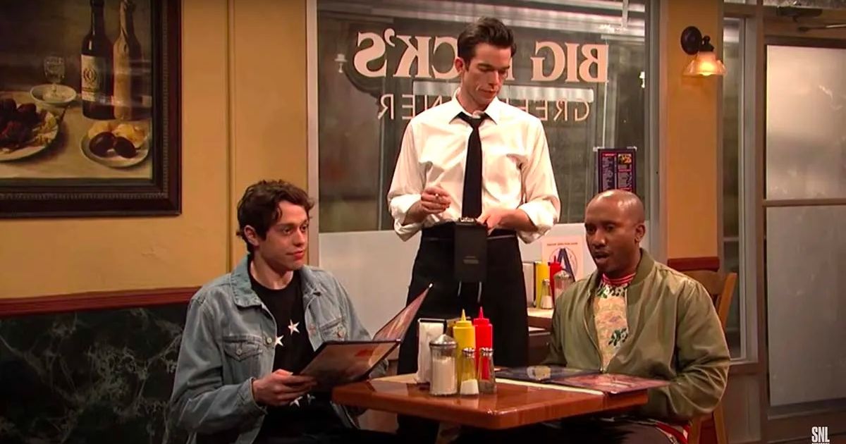 Pete Davidson as Diner Lobster Guy sitting in a restuarant on SNL