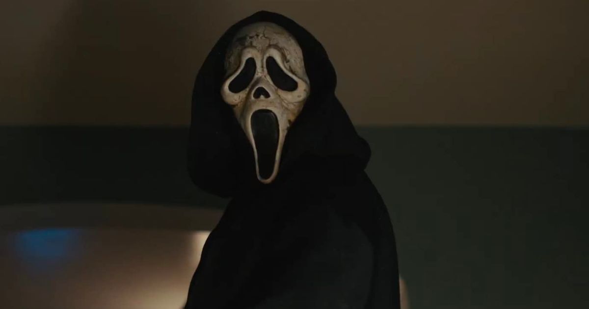 Ghostface in a stained mask in scream VI