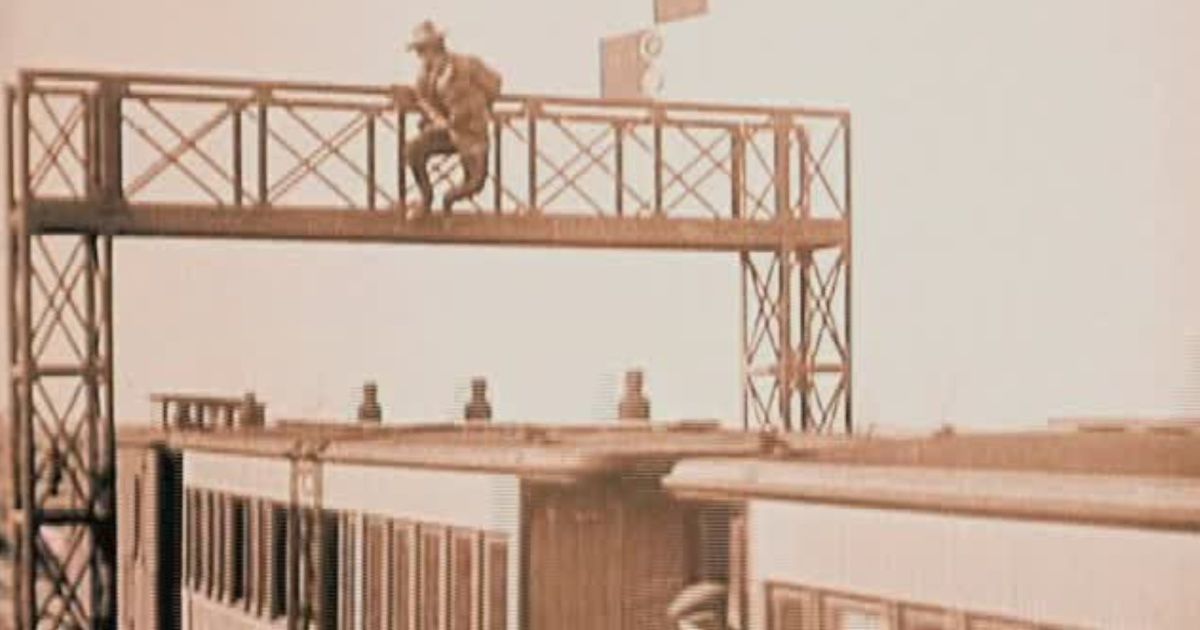 Uma cena de A Ferrovia da Morte (1912)