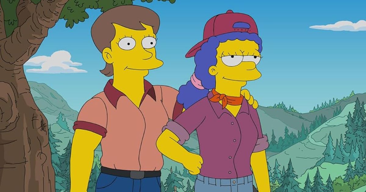 Paula and Marge stand together in The Simpsons