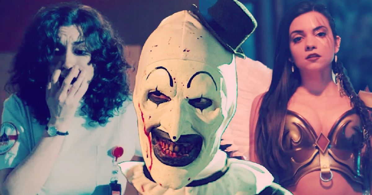 Art the Clown with Terrifer 2's final girl Sienna and a hospital nurse