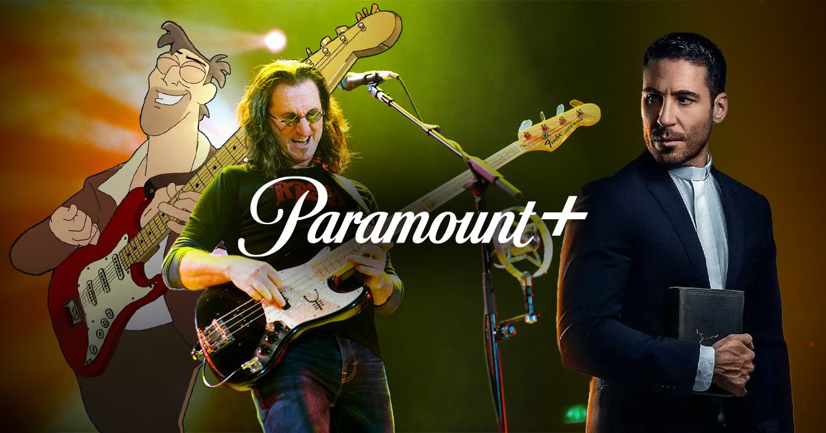 An edit of three TV shows coming to Paramount+, including The Envoys, Geddy Lee Asks: Are Bass Players Human Too?, and Digman!