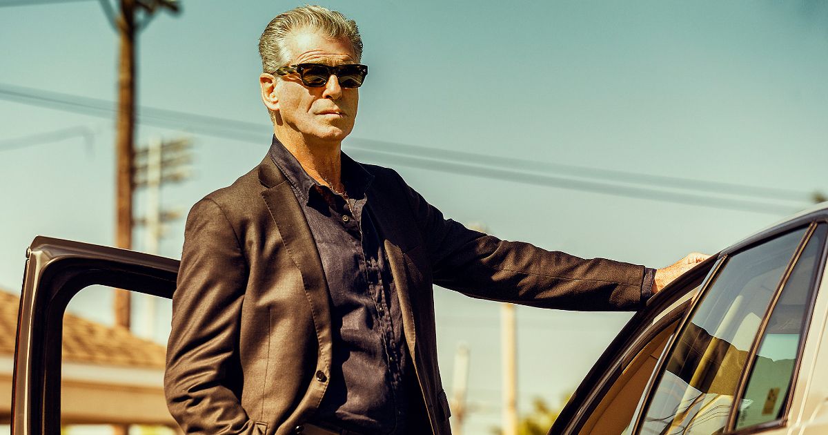 Fast Charlie with Pierce Brosnan by a car